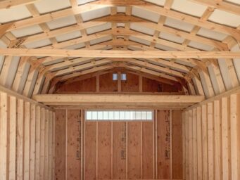 highwall garage shed with a loft in central Ohio