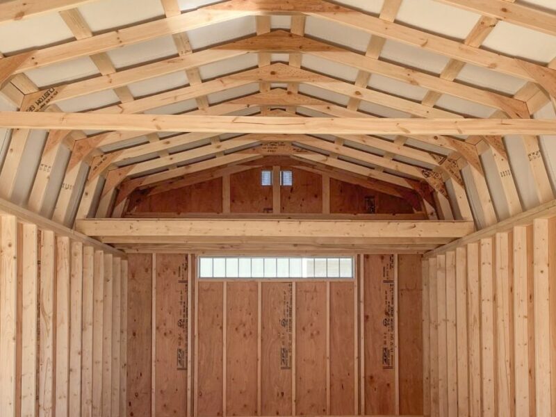 highwall garage shed with a loft in central Ohio